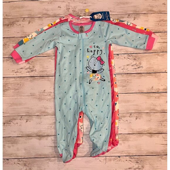 Floral So Happy Sleep n Plays Gerber 3 Piece Sleeper Set - Picture 1 of 10
